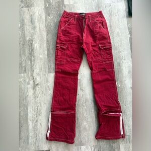 Red cargo jeans,never worn